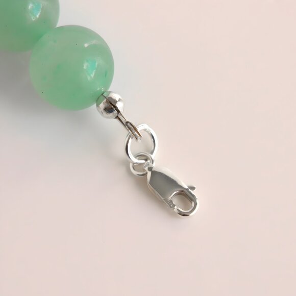 Genuine Jade and Sterling Silver Bracelet with 925 Sterling Silver - Picture 5 of 6